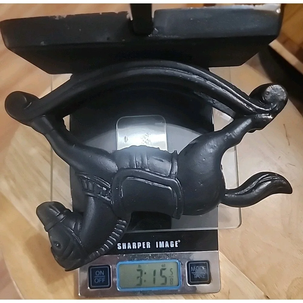 VTG Style Cast Iron Rocking Horse Christmas Stocking Holder Matte Black Heavy‎